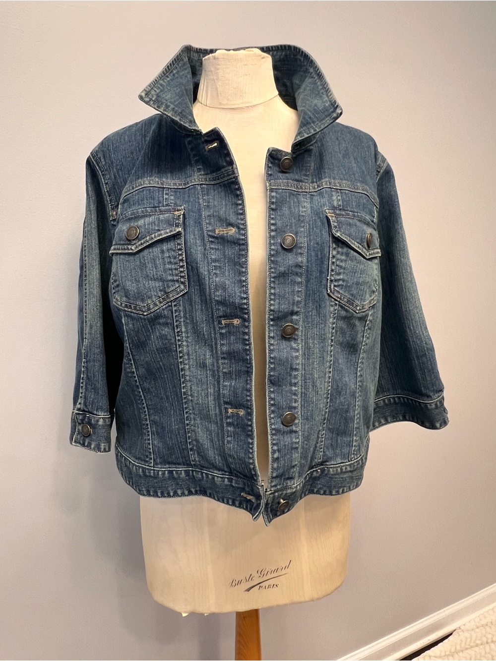 LOFT Midwash Blue Denim Jacket - Women's 3/4 Short Sleeve